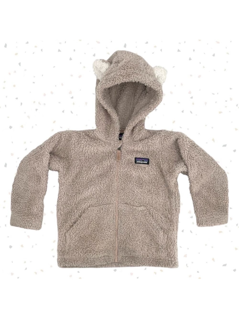 Patagonia Natural Furry Friends Hoodie Fleece Jacket Hooded Zip Up Coat Size 2T